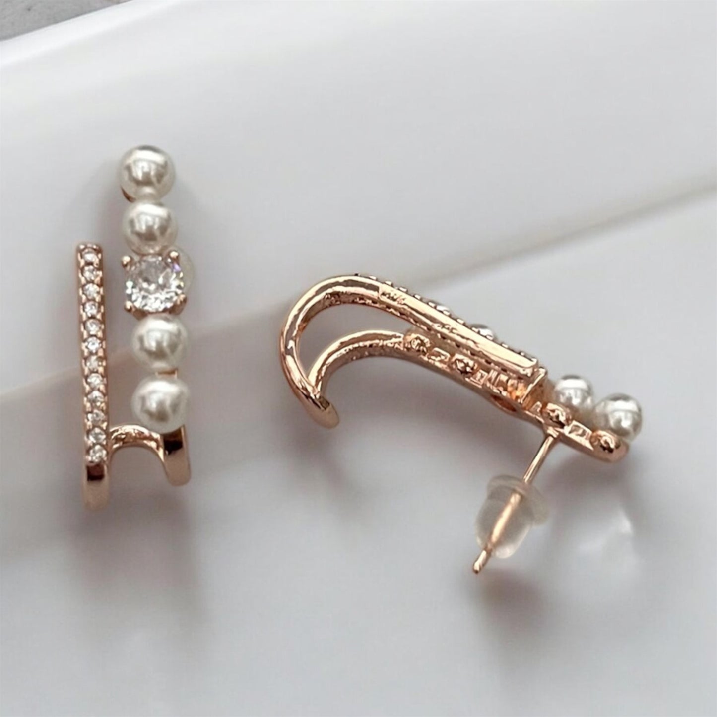 Chic Diamond and Pearl Stud Earring (RoseGold)