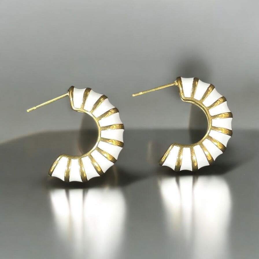 Half White Hoop Earrings