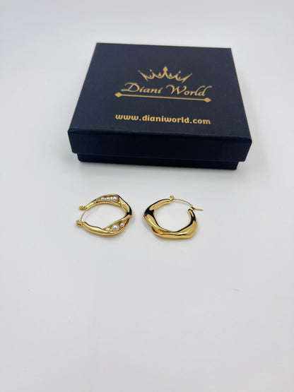 Pearl Wave Hoops