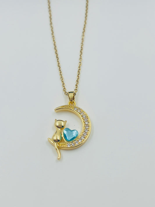 Celestial Cat Moon Necklace