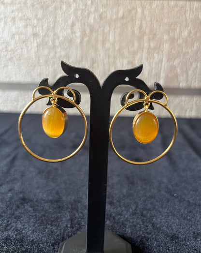 Circle with Stone hanging earring