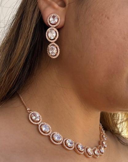 DiAni Rosegold plated Set studded with American Diamond