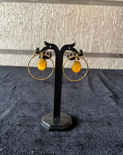 Circle with Stone hanging earring