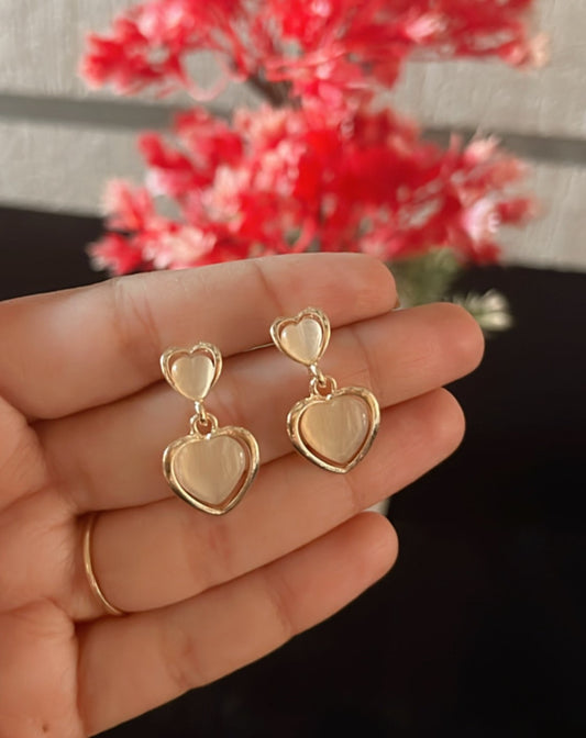 2 hearts rosegold earring