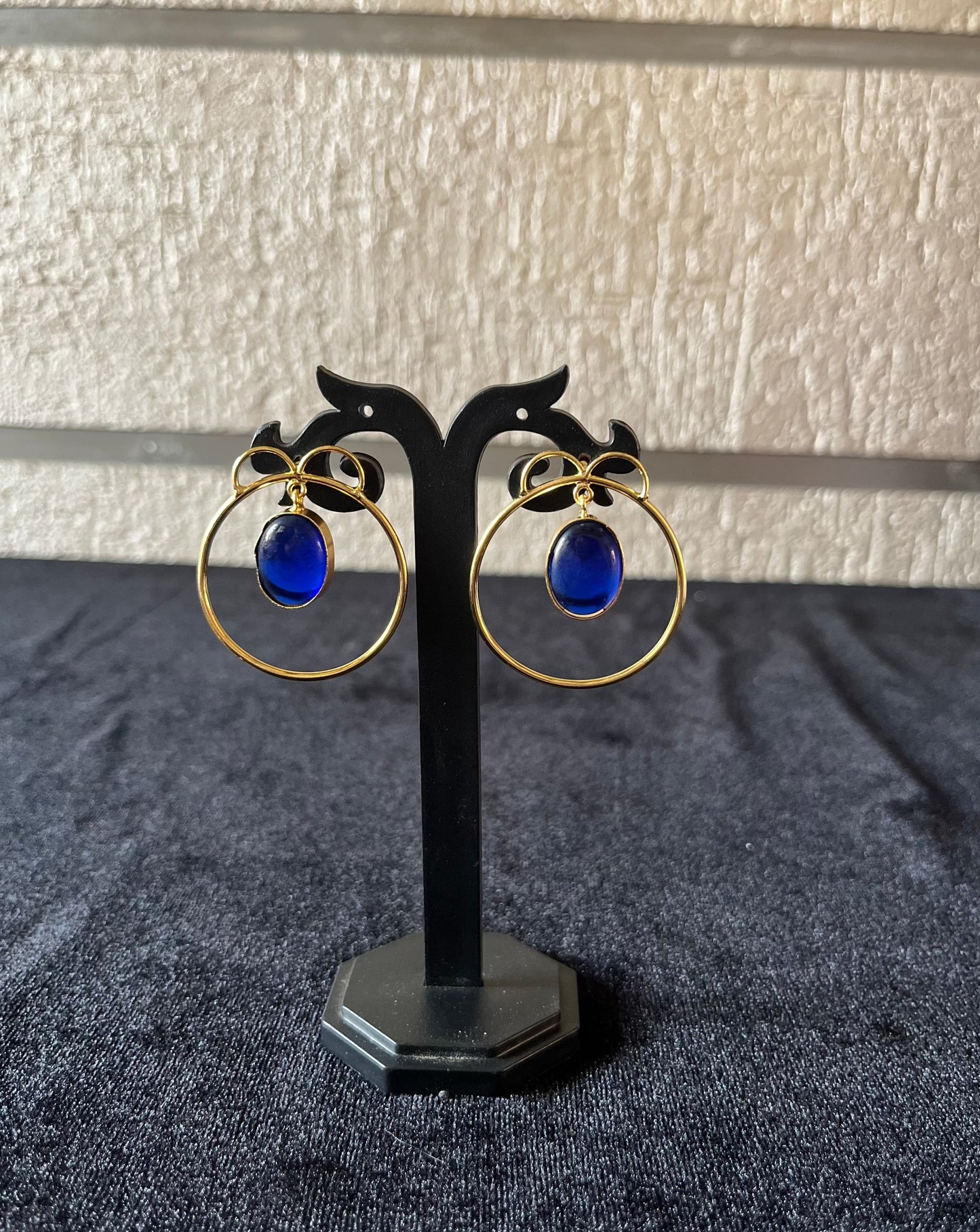 Circle with Stone hanging earring