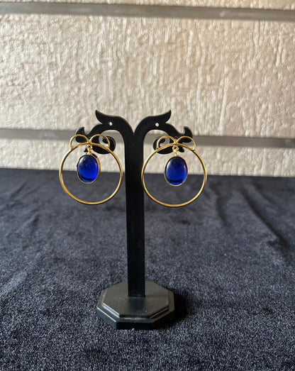 Circle with Stone hanging earring