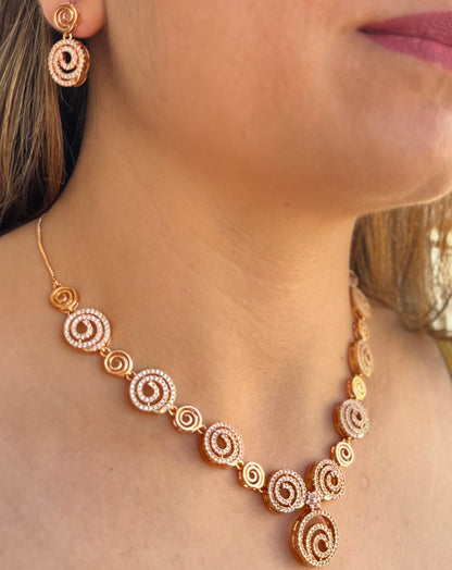 DiAni Rosegold plated Set studded with American Diamond