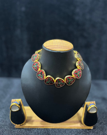 Single layer kundan Choker - Triangle Shape