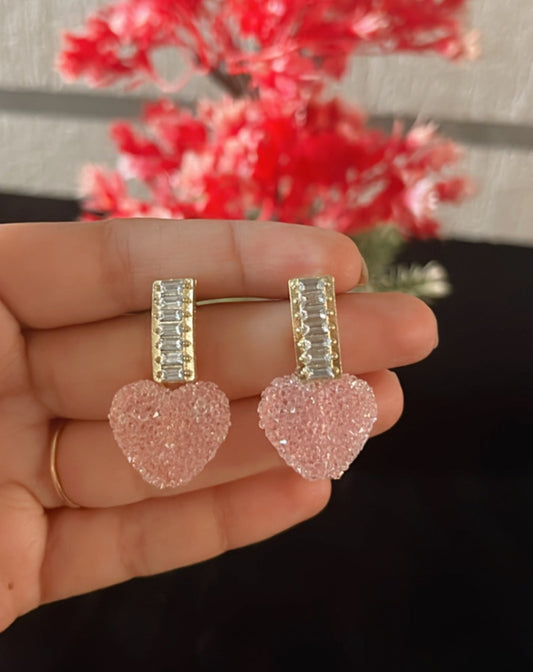 Pink heart earring