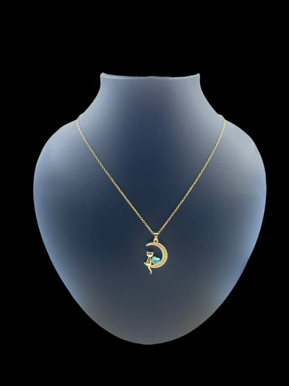 Celestial Cat Moon Necklace