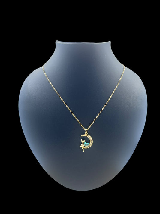 Celestial Cat Moon Necklace
