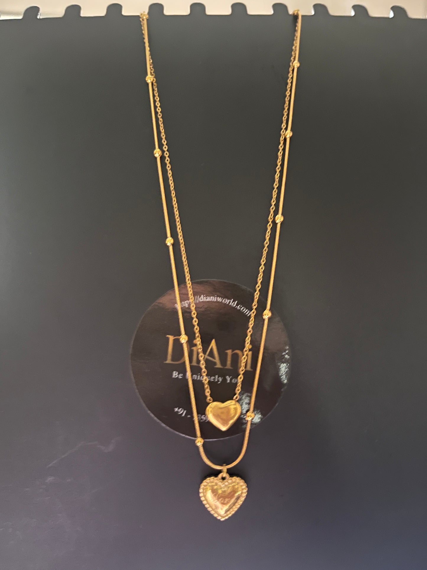 Double layer Gold chain with heart pendant