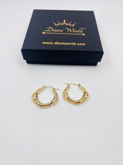 Pearl Wave Hoops