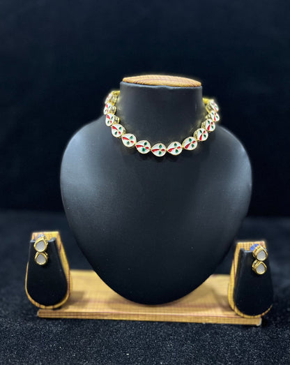 Single layer kundan Choker - Drop Shape