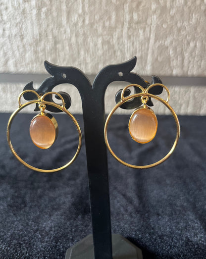 Circle with Stone hanging earring