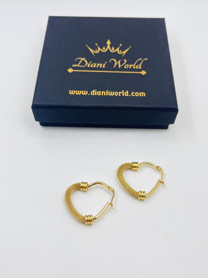 Textured Heart Hoops