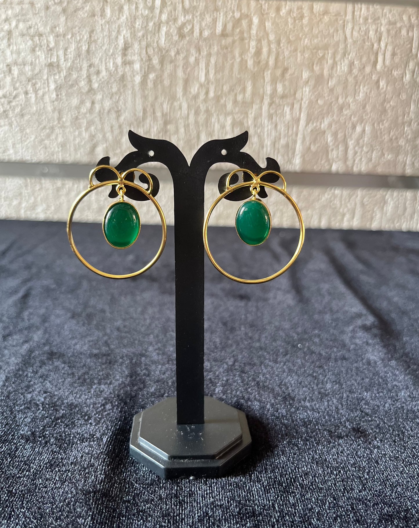 Circle with Stone hanging earring