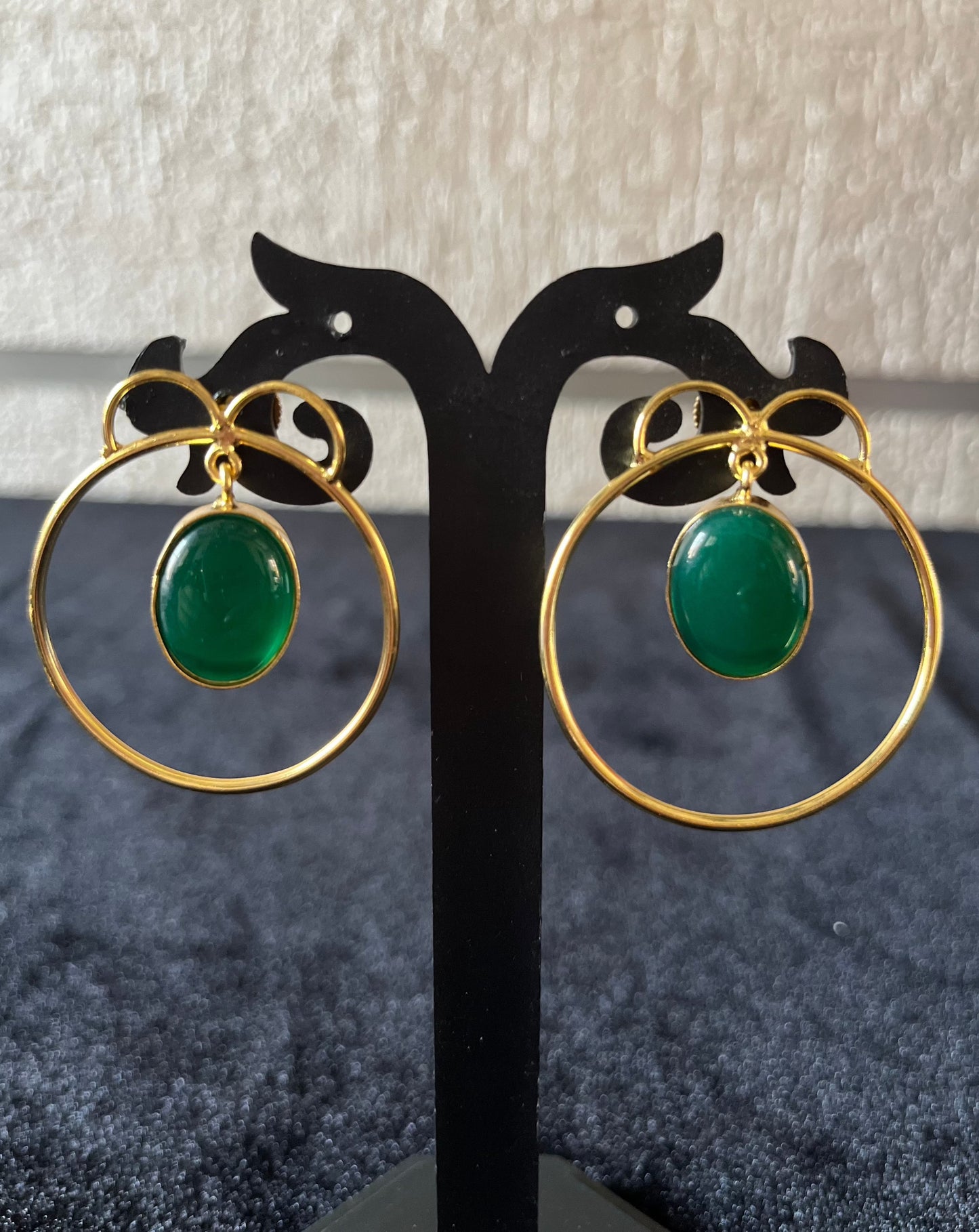 Circle with Stone hanging earring