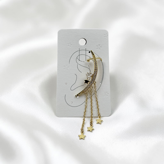 Star Moon Chain Ear Cuff