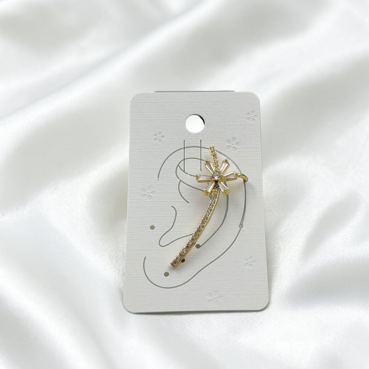 Floral Crystal Ear Cuff