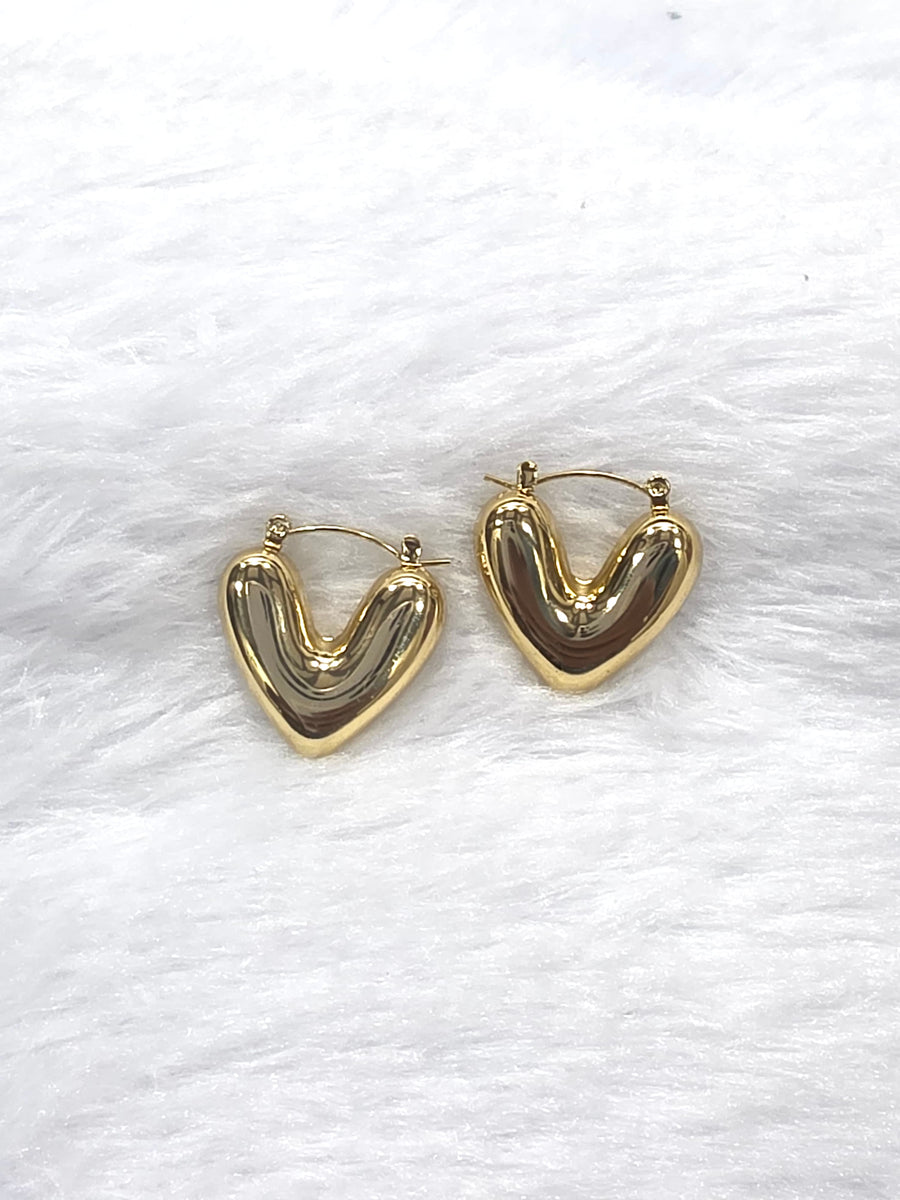 Golden Heart Hoop Earrings