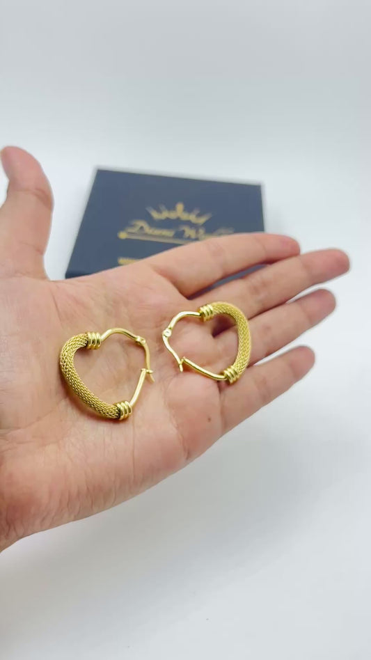 Textured Heart Hoops